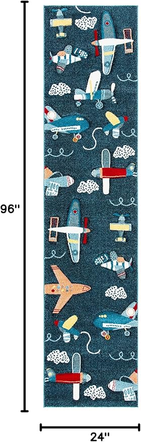 Safavieh Carousel Kids Collection Runner Rug - 2' x 8', Navy & Ivory, Non-Shedding & Easy Care, Ideal for High Traffic Areas for Boys & Girls in Playroom, Nursery, Bedroom (CRK167N)