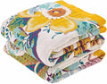 Farmhouse Throw Blanket, 80"x 98" Boho Throw Blankets for Couch Cover, 100% Cotton Bohemian Vintage Quilt for All Seasons Reversible Florals Lightweight Picnic Blankets Home Decoration