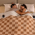 Bearhug Heated Blanket King Size 100" x 90" Dual Controller Electric Blanket, Reversible Brown Plaid Sherpa Heating Blanket, 10-Heat Levels & 1-12H Auto Off, ETL, Machine Washable