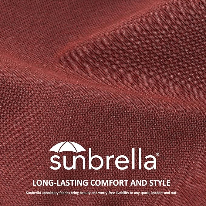 Sunbrella Outdoor Separate High Back Cushion Seat Pads, 2-Pack 44 x 21 Inch Water-Repellent & Fade-Resistant Patio Furniture Cushions with Ties for Adirondack, Rocking Chairs, Spectrum Brick