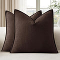 EMEMA Throw Pillow Covers Decorative Linen Pillow Covers 22x22 Inch Dark Brown Boho Farmhouse Neutral Couch Throw Pillows for Bed Pack of 2 Accent Pillowcase Modern Sofa Cushion Livingroom Home