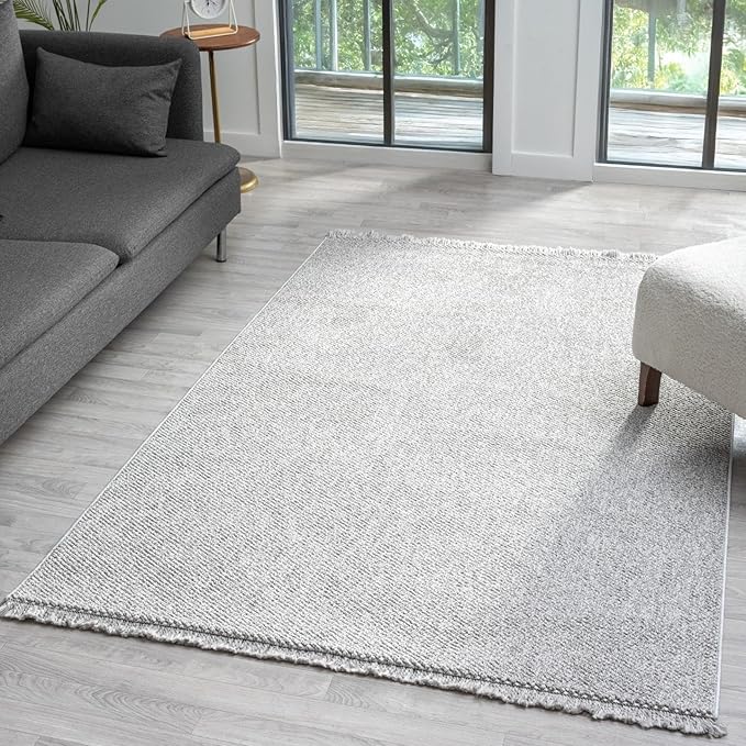 LUXE WEAVERS Solid Machine Woven Gray 4x6 Area Rug, Indoor Stain-Resistant Carpet