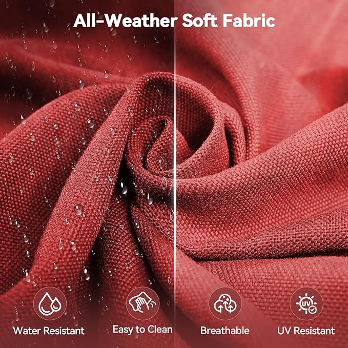 Luxury 6" Outdoor Cushions for Patio Furniture, 24x24x6" Thick Seat Cushion Set of 8, Fade Resistant Couch Chair Replacement Cushions High Density Deep Wicker Chair Cushion w/ Removable Cover, Red