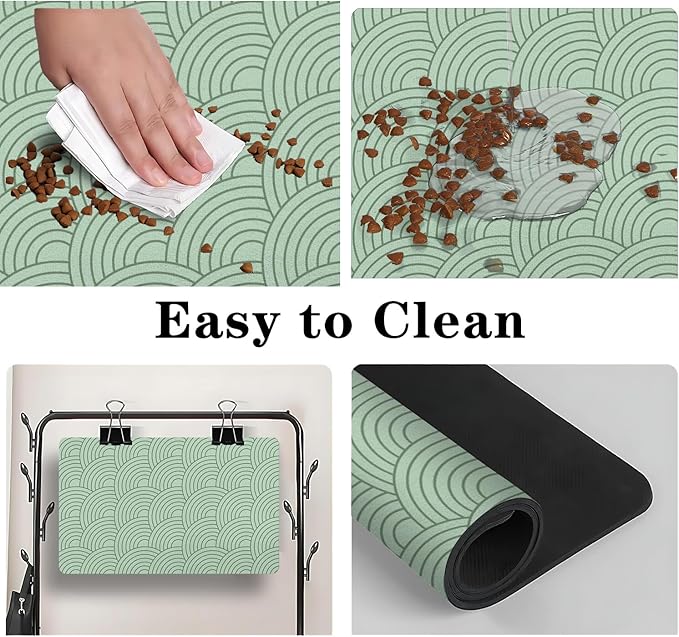 Dog Food Mat for Floors, Absorbent and Quick-Drying Pet Cat Food Mat,Anti-Fouling and Easy-to-Clean Pet Feeding Mat,Dog Bowl Mats for Messy Drinking Water Bowls.12 x20inch Boho Style
