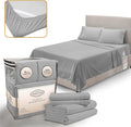 California King Sheet Set - Luxury Hotel Bed Sheet - Soft Cooling Sheets with Elastic Corner Strap - Deep Pocket Microfiber - Bedding Sheets & Pillowcases -4PC (Cal King Size, Light Gray)