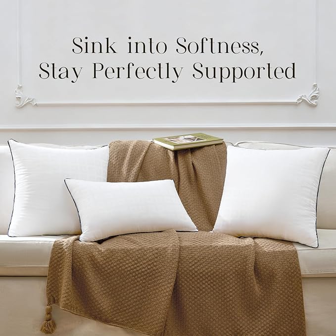 Phantoscope 12x20 Pillow Inserts, Decorative Throw Pillow Inserts with 100% Cotton Jacquard Cover, Virgin Fiber Pillow Sham Stuffer, Lumbar Square Couch Cushion Pillows, Pack of 1, 12x20 Inch