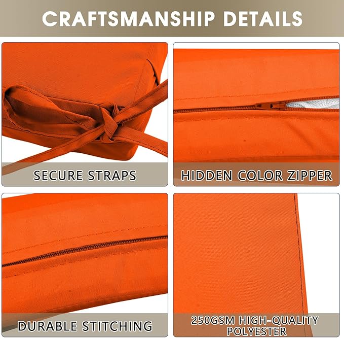 Outdoor Seat Cushion Set 24 x 24 In, Water-Resistant & Fade-Resistan, Patio Furniture Cushions with Removable Cover Deep Seat & Back Cushion with Handle and Adjustable Straps for Chair Sofa,4PC