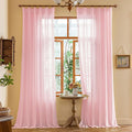 108 Inch Pink Pinch Pleat Curtains for Bedroom Living Room Soft Touch Light Filtering Sheer Curtains 108 Inches Long Pleated Drapes with Adjustable Hooks (No Rings), Pink, 42"W x 108"L, 2 Panels