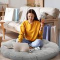 Large Floor Cushion Seating Round Floor Pillows Cushions for Adults Oversized Playroom Pillows Reading Nook Big Pillow for Sitting Meditation Yoga Living Room Sofa Balcony(Gray)