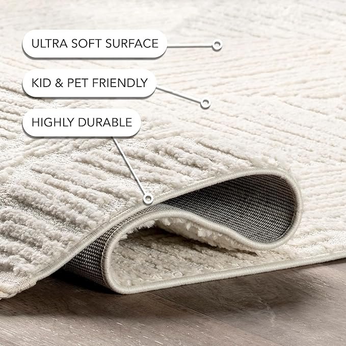 nuLOOM Kerry Cream, 10' x 14', Geometric, Soft and Cozy, High Traffic, Stain Resistant, Easy Clean, Durable Area Rug for Bedroom, Living Room, Dining Space, Den, Foyer, Entryway
