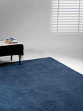 Hand Knotted Loom Wool ECO-Friendly Area Rugs - 4'x6', Rectangle, Blue Color, Solid Plain Design, High Pile Thick Handmade Anti Skid Area Rugs for Living Room, Bed Room (L00111)