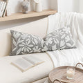 BlissBlush Grey Velvet Decorative Long Lumbar Pillow Cover 14x36, Light Gray Soft Body Pillow for Bed, Accent Lumbar Throw Pillow for Bedroom, Modern Farmhouse Textured Pillowcase