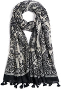Scarf for Women Lightweight Soft Floral Leopard Printed Scarves Fall Winter Fashion Shawl Wrap with Fringe