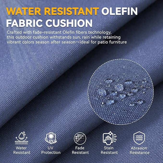 Outdoor Cushion Set for Furniture Patio Furniture, UV Resistant, Water Resistant - 6 Inch Thick Foam Garden Cushions– 22x24 Inch Patio Seat Covers for Chair/Sofa/Couch | Blue | 4-Pack |