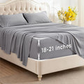 Bedsure Deep Pocket California King Sheet Sets - Fits Mattresses Up to 21 Inches Thick - 4 Piece Bed Sheets, Moisture Wicking, Soft & Cooling Bedsheet & Pillowcases, Easy & Secure Fit, Light Grey