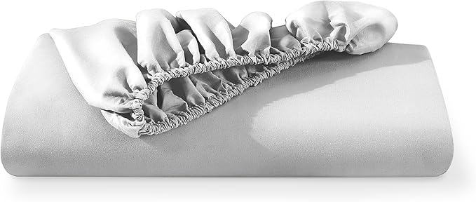 Bare Home Fitted Bottom Sheet Queen Size - Premium 1800 Microfiber - Ultra-Soft Hotel Luxury - Deep Pocket - Durable and Long Lasting (Queen, Cloud Grey)
