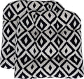 RSH DECOR: Tufted U-Shape Wicker Seat Cushions Set of 2 | 19” x 19” | All-Weather Spun Fabric | Water-Resistant | Outdoor Chair Cushions for Patio Furniture | Black & White Aztec