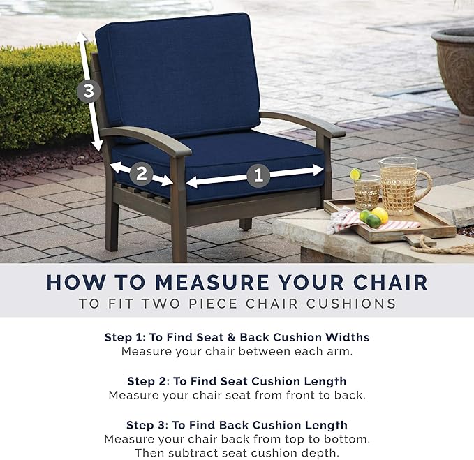 Arden Outdoor Dining Chair Cushion, 20 x 20, Rain-Proof, Fade Resistant, Black Cabana Stripe