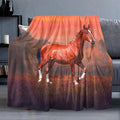 Sunset Horse Throw Blanket for Couch, Super Soft Fuzzy Throws Warm Comfortable Plush Fleece Blanket, Fashion Decorative Flannel Fleece Blanket for All Season(50 x 60 in, Horse & Sunset)