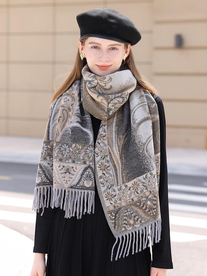 Wander Agio Warm Fashion Scarf Long Shawl Large Blanket Winter Wraps Scarves for Women Cashmere Jacquard Vintage Paisley