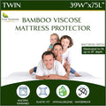 Four Seasons Essentials Twin Size Waterproof Mattress Protector - Cooling Viscose derived from Bamboo Fitted Sheet Mattress Cover - Quilted Jacquard Pad Protects from Dust Allergens