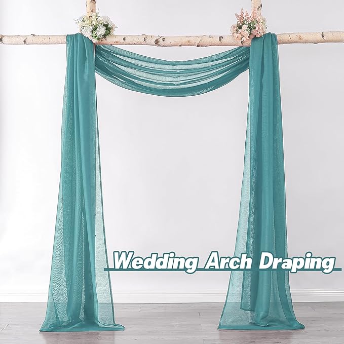DONREN Teal Window Scarf for Outdoor Decoration - Add Luxury Beautiful Elegant Effect to Curtain Panels (1 Panel, 52 x 216 Inches Long)