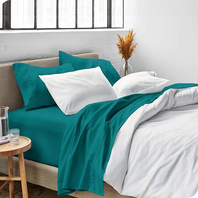 Bare Home Split King Sheet Set - 1800 Ultra-Soft Microfiber Bed Sheets - Double Brushed - Deep Pockets - Easy Fit - 5 Piece Set - Bed Sheets & Pillowcases (Split King, Emerald)