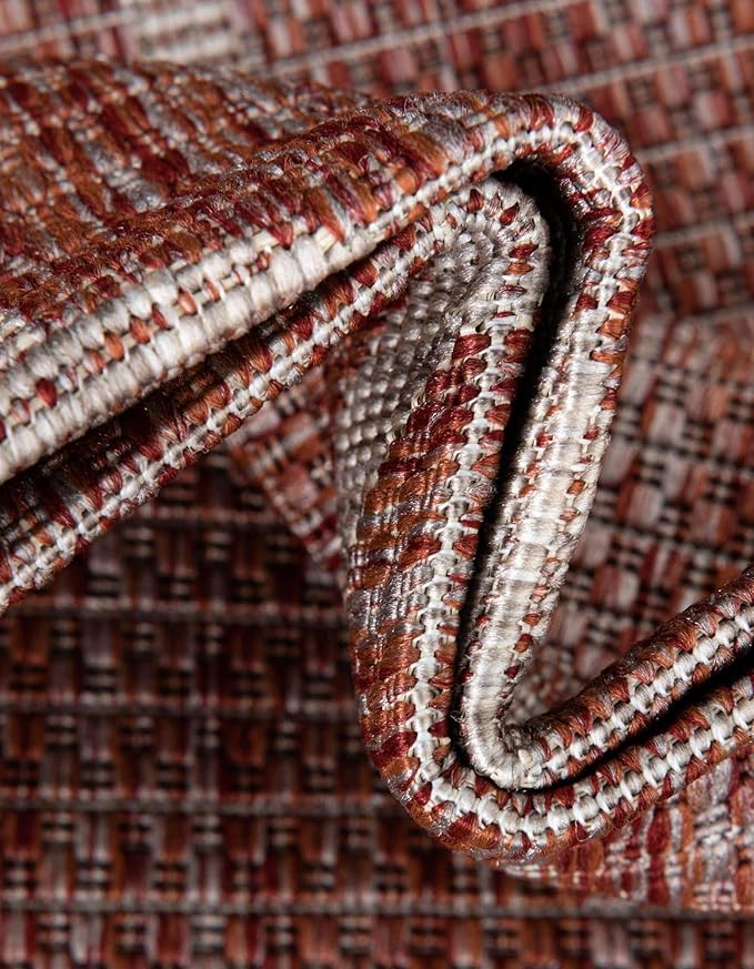 Unique Loom Outdoor Trellis Collection Area Rug (3' 1" x 6' 1" Hearth Rust Red/Ivory)