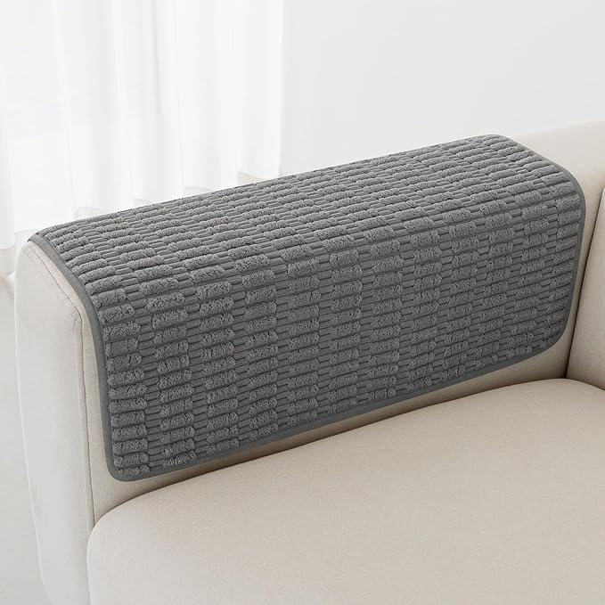 Foxdecor Couch Arm Covers Sofa Arm Covers, Arm Chair Covers Set of 2, Non-Slip Chair Arm Covers, Arm Rest Cover for Sofa, Armchair Slipcovers Couch Protector (Dark Grey 18x28 inch)