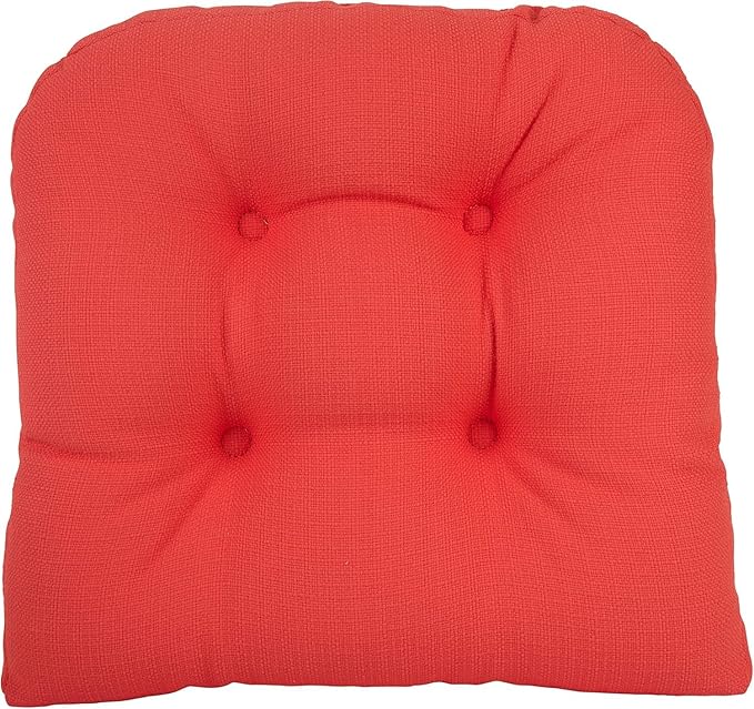 Klear Vu Gripper Overstuffed Universal Non-Slip Dining Chair Cushions for Kitchen Decor or Office Use, U-Shaped Skid-Proof Seat Pad, 17x17 Inches, 2 Count (Pack of 1), Solid Coral