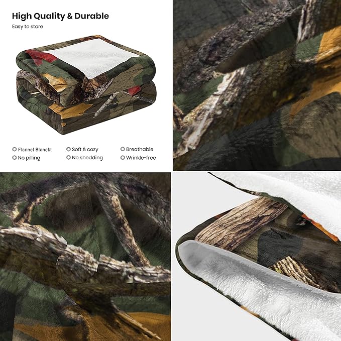 Classic Forest Camo Throw Blanket for Couch, Super Soft Fuzzy Throws Warm Comfortable Plush Fleece Blanket, Fashion Decorative Flannel Fleece Blanket for All Season(60 x 80 in, Forest Camo)