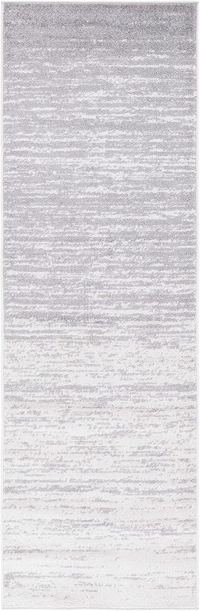 SAFAVIEH Adirondack Collection Runner Rug - 2'6" x 8', Ivory & Silver, Modern Ombre Design, Non Shedding & Easy to Clean, Ideal for Hallway, Foyer, Kitchen, Entryway, Bedroom (ADR113B)