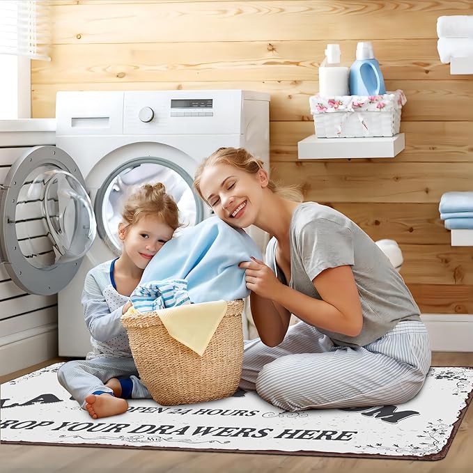 Zoke Laundry Room Rug Runner Stylish Non-Slip Laundry Room Mat 20"x59", Versatile, Waterproof Runner for Laundry, Kitchen, and Bathroom, Mudroom Decor and Farmhouse Charm