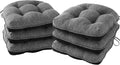 Chair Cushions for Dining Chairs Set of 6, Kitchen Chair Cushions, Chair Pads with Ties and Non Slip Backing, Tufted Memory Foam Seat Cushion 6 Pack, 15.5" x 15.5" x 4", Dark Gray