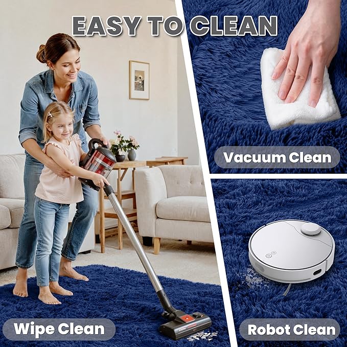 4x6 Area Rugs for Living Room Rug: Soft Fluffy Shag Blue Rugs for Bedroom, Non-Slip Large Fuzzy Plush Rug Indoor Floor Carpet for Nursery Kids Boys Girls Room, Dorms, Playroom, Modern Home Decor