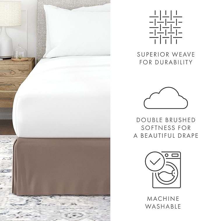 Linen Market Bed Skirt - Ultra Soft Microfiber - Easy Fit with 14 Inch Tailored Drop - Hotel Quality, Shrinkage & Fade Resistant - Bed Cover - Cal King Bed Skirt - Bedroom Décor - (Cal King, Taupe)