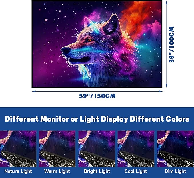 Galaxy Wolf Rug 3D Fierce Wolves Area Rugs for Kids Bedroom Living Room Playroom Gameroom Boys 59 in x 39 in