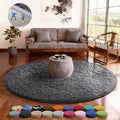 Ophanie Round Rug 4Ft Grey Circle Area Rugs, Fluffy Fuzzy Small Bedroom Carpet 4 Foot, Plush Shag Floor Gray Living Room Christmas Circular Aesthetic Decor for Kids Teen Boys Baby, Nursery, Classroom