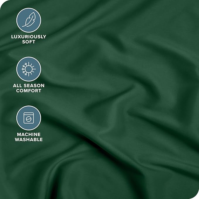 Bare Home Fitted Bottom Sheet Twin XL Size - Premium 1800 Microfiber - Ultra-Soft Hotel Luxury - Deep Pocket - Durable and Long Lasting (Twin XL, Forest Green)