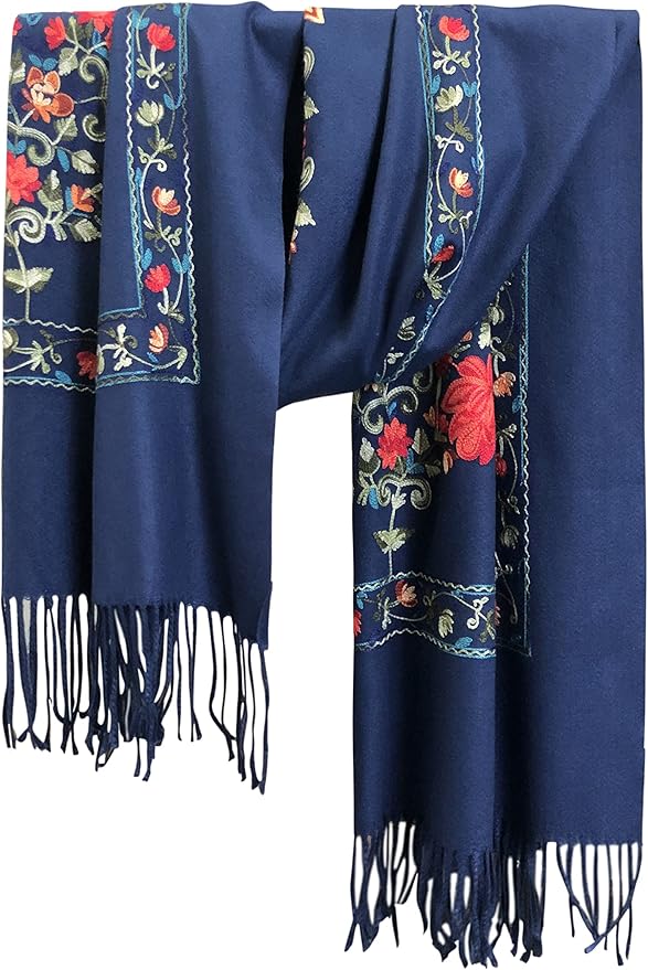 Urban CoCo Women's Embroidered Tassel Long Shawl Oversize Scarf Wraps for Women