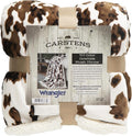 CARSTENS, INC. Wrangler Ultra Premium Super Soft Plush Sherpa Fleece Oversized Throw Blanket 54" x 68", Tri-Color Cowhide
