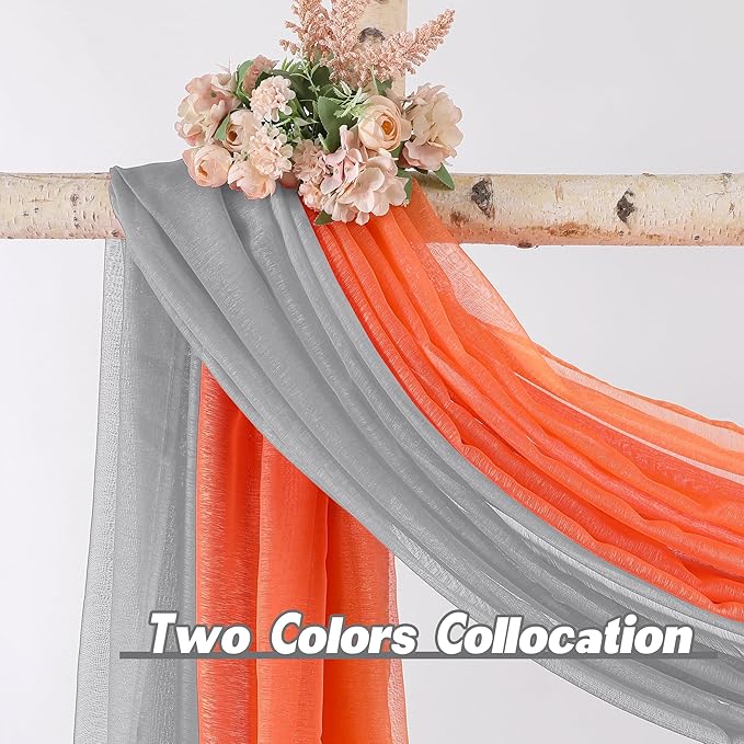 DONREN Grey Window Scarf for Background - Luxury Soft Sheer Scarf Add to Window Curtains for Enhanced Effect (34 by 216 Inch,1 Pack)