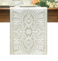 KEVA Boho Table Runner 91inches Long, Farmhouse Rustic Vintage White Embroidered Table Runners 13x91 Inch for Dining Table Decorations