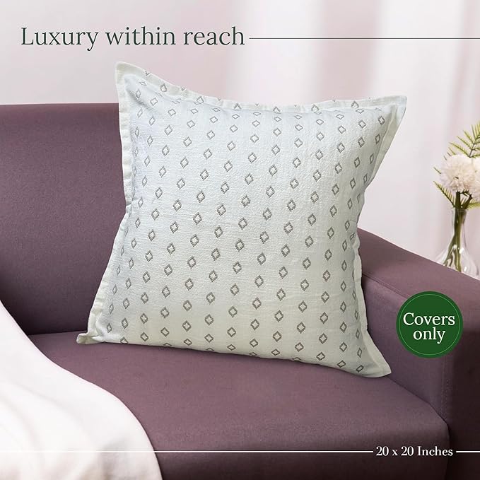 SanVia Serenity Premium Cotton Throw Pillow Covers, 20 x 20 Inches, Luxurious Handwoven Couch Pillow Covers with Hidden Zipper, Elegant Home Décor, Insert Not Included
