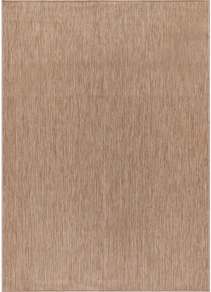 Washable Indoor Outdoor Rug 5x7 Weather Resistant Area Rugs Modern Solid Jute Rug for Porch Deck Balcony Backyard Patio Outside Carpet (5 X 7 Jute Beige)
