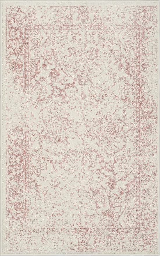SAFAVIEH Adirondack Collection Accent Rug - 2' x 4', Ivory & Rose, Distressed Vintage Floral Design, Non-Shedding & Easy to Clean, Ideal for Front Door, Kitchen, Entryway, Foyer (ADR109H)