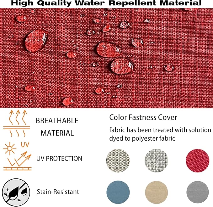 COZYVIDA Outdoor/Indoor 22x24 inch Deep Seat Patio Cushions Set of 2 Resilient Foam Filling Water Repellent Stain-Resistant UV Resistant Weather Resistant Patio Cushions Red