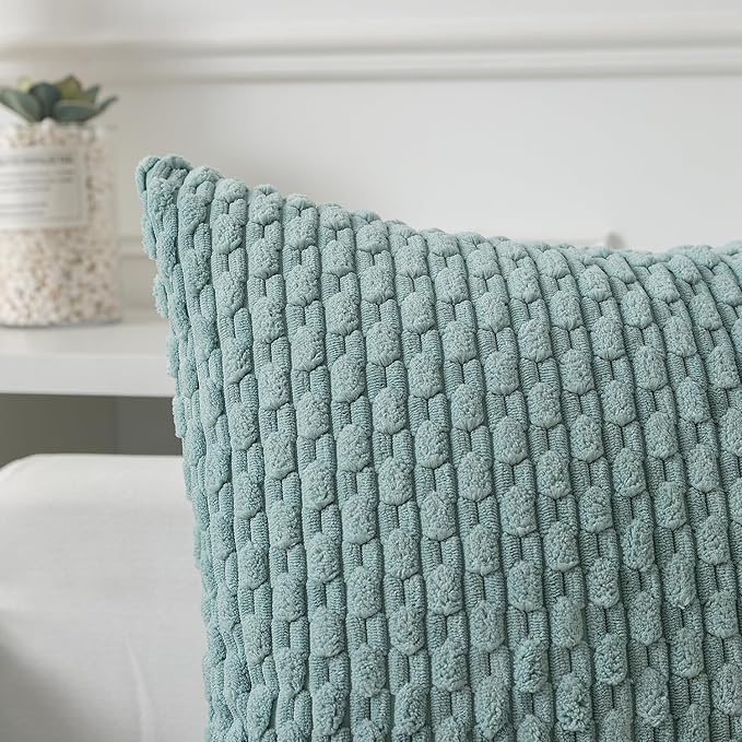 Kevin Textile 20x54 Inch Long Body Lumbar 1 Pack Boho Decorative Throw Pillow Cover Soft Striped Corduroy Rectangle Cushion Case Farmhouse Accent for Living Room Couch Sofa Bed, Dusty Green