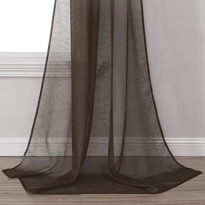 DONREN Chocolate Brown Window Scarf for Outdoor Decoration - Add Luxury Beautiful Elegant Effect to Curtain Panels (1 Panel, 52 x 216 Inches Long)