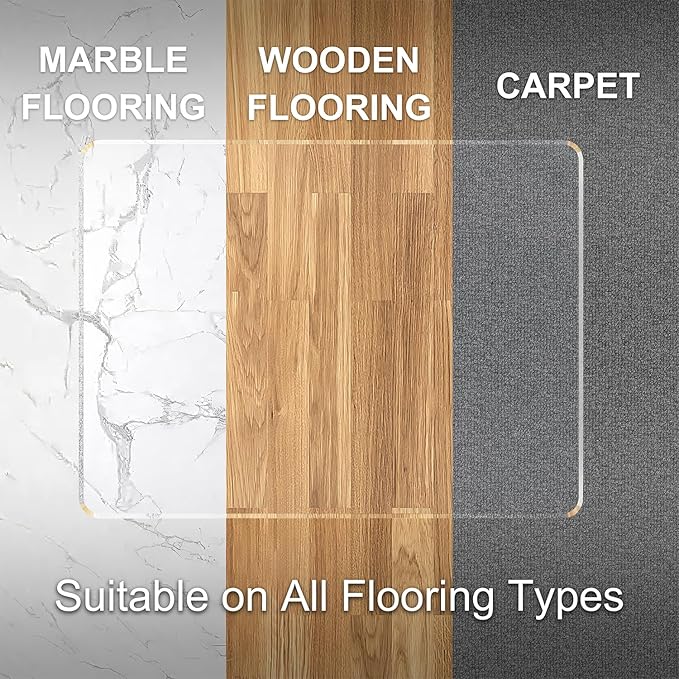 Beveled Edge Office Chair Mat for Carpet or Hardwood Floor 42" x 42" Clear Chair Mats for a Smooth Glide and Easy Roll On/Off, Heavy Duty and Non-Slip Pad Floor Ultimate Desk Chair Mat